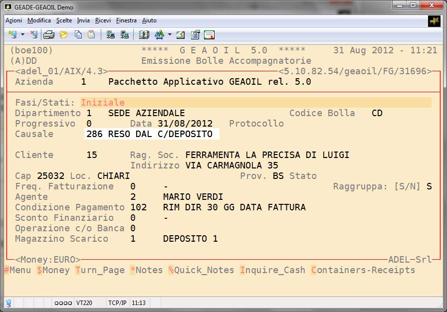 Conti Deposito di Terzi presso l'Azienda